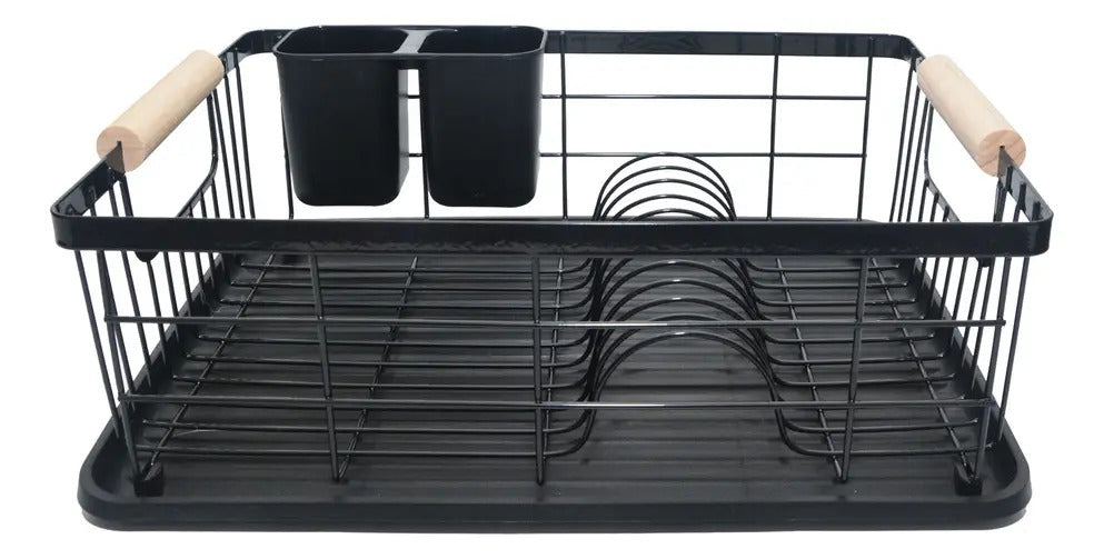 Escurridor Secaplatos con Bandeja y Cubiertero Negro 11 Platos