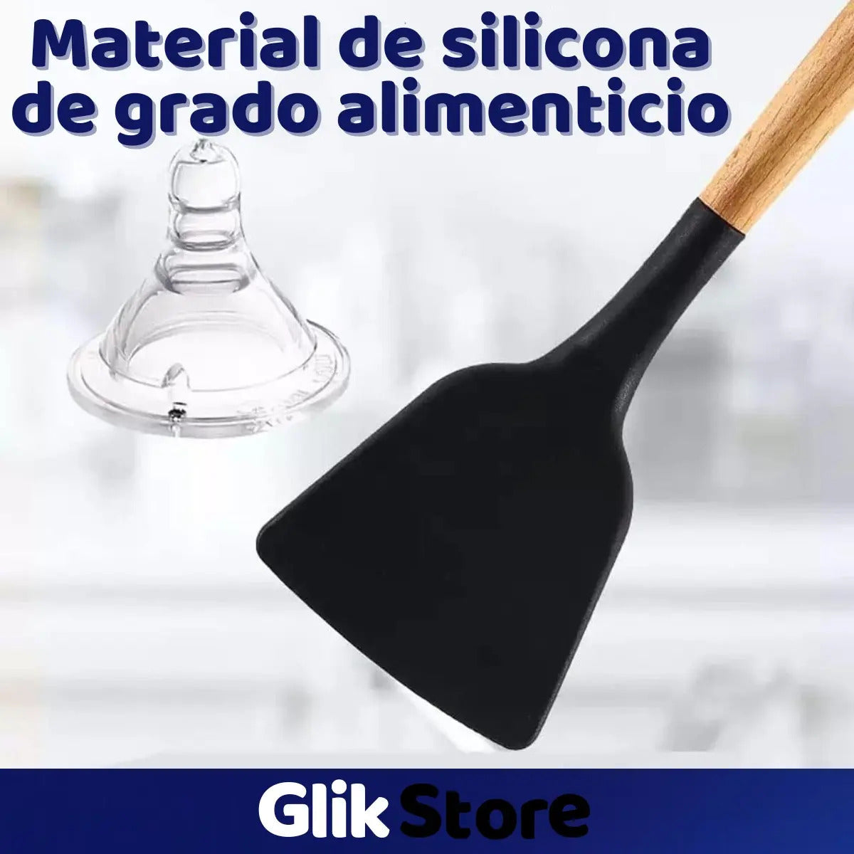 Set x12 Utensilios de Cocina de Silicona con Recipiente