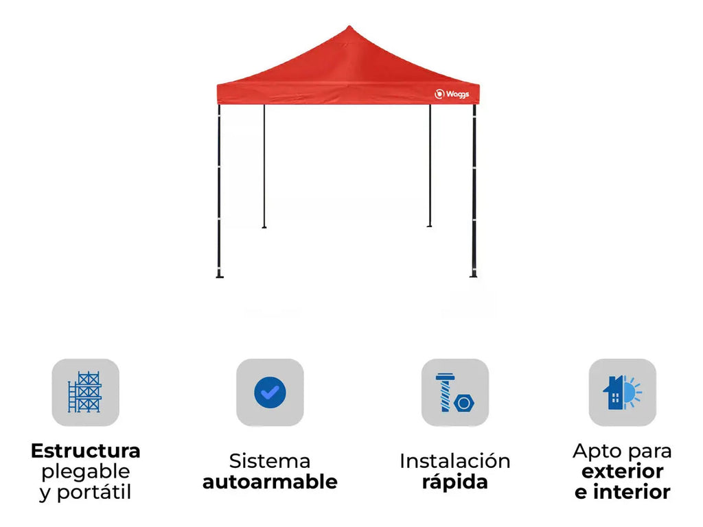 Gazebo Plegable 3x3 m Autoarmable Impermeable Waggs Blanco