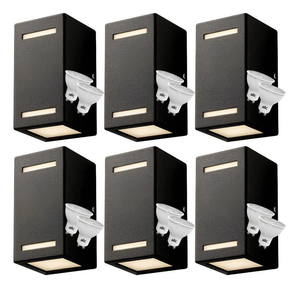 Aplique de Pared Bidireccional Exterior x6 con Lámparas GU10