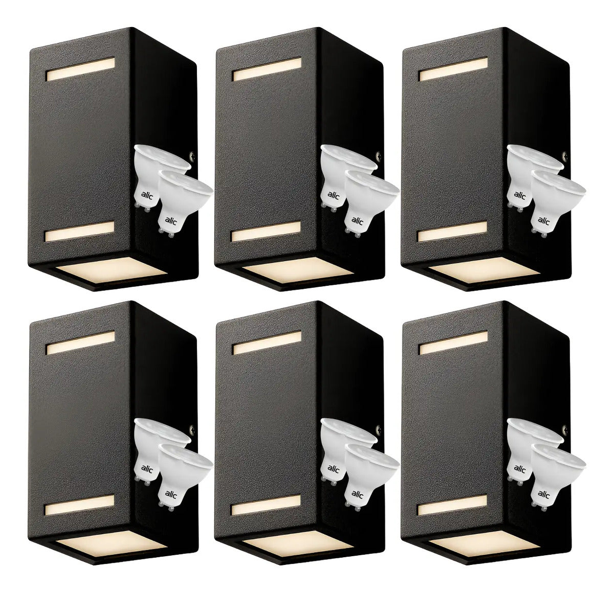 Aplique de Pared Bidireccional Exterior x6 con Lámparas GU10