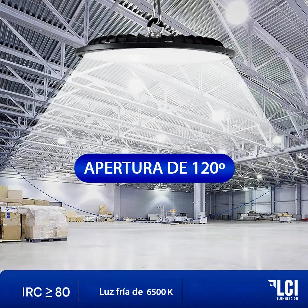 Lámpara LED Galponera Industrial UFO 100W Luz Fría 6500K