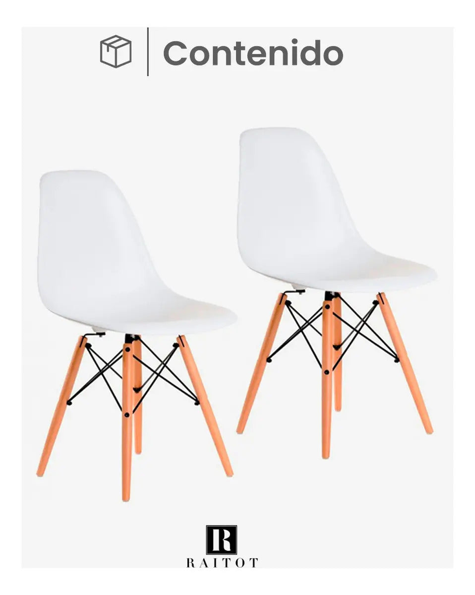 Set x2 Sillas de Comedor Eames con Patas de Madera Blanco