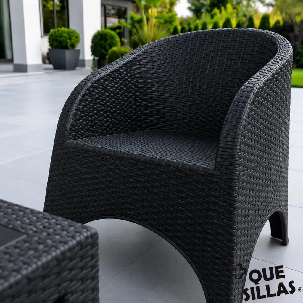 Pack 2 Sillones Alejo + Mesa Ratona 70x70 Símil Rattán