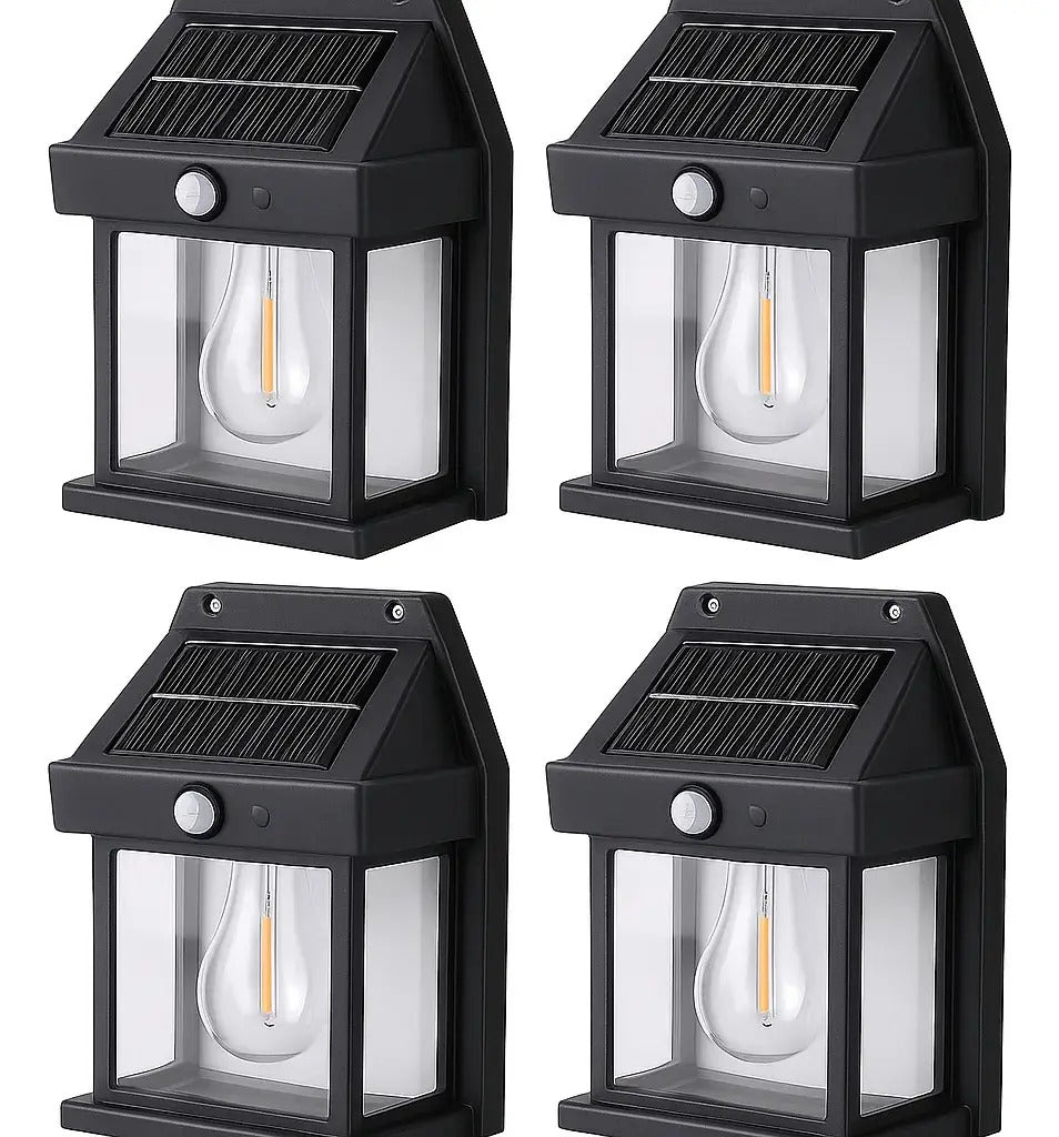 Pack x4 Faroles Solares LED de Pared con Sensor de Movimiento