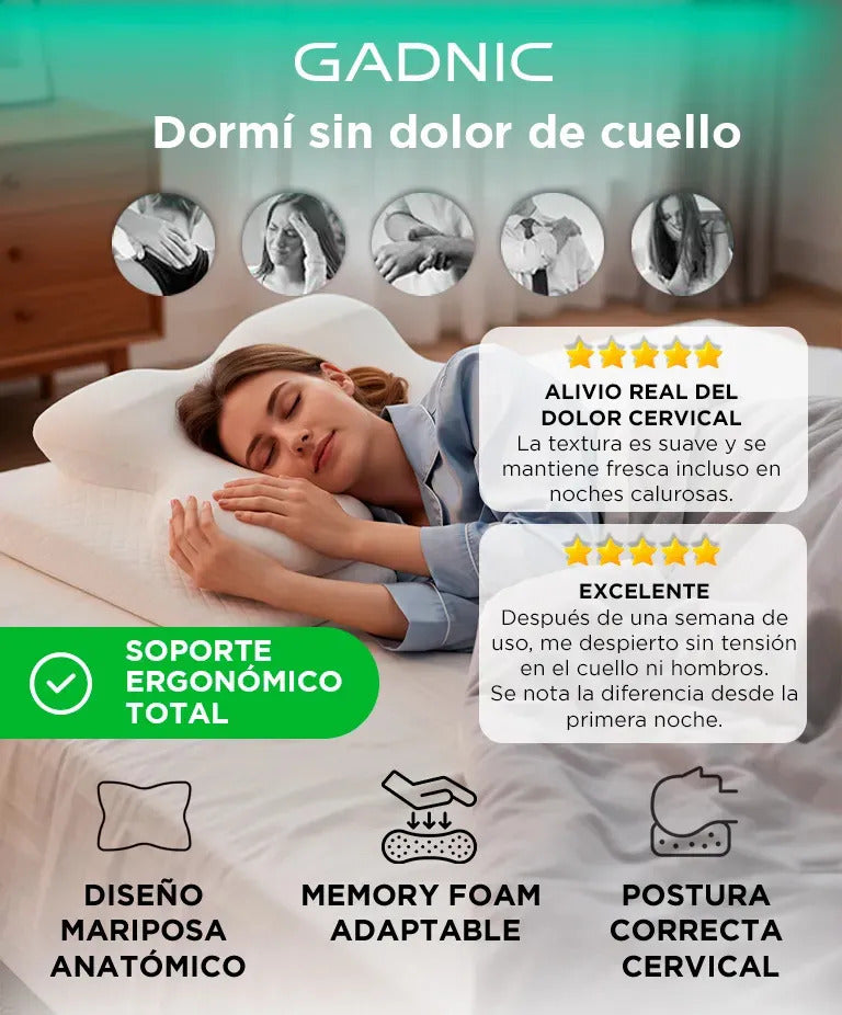 Almohada Cervical Gadnic Memory Foam Diseño Mariposa