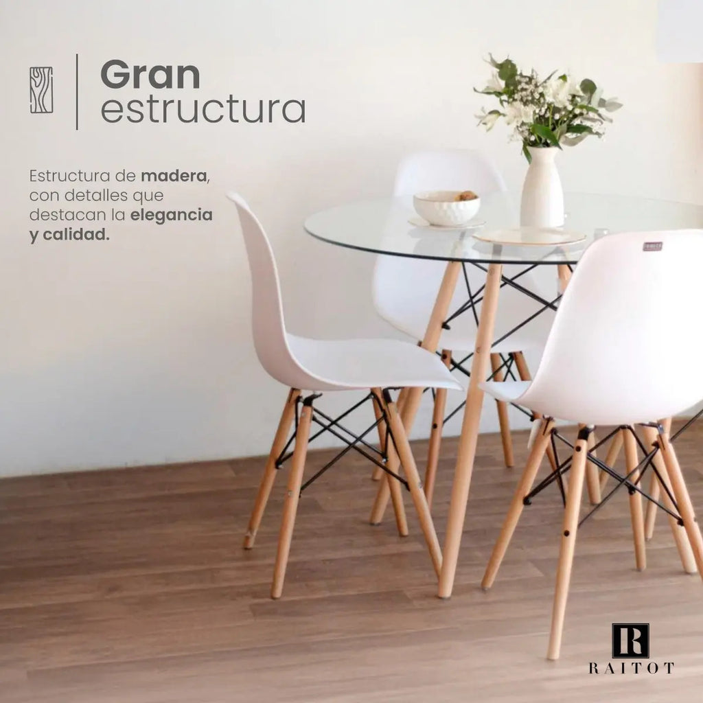 Set x2 Sillas de Comedor Eames con Patas de Madera Blanco