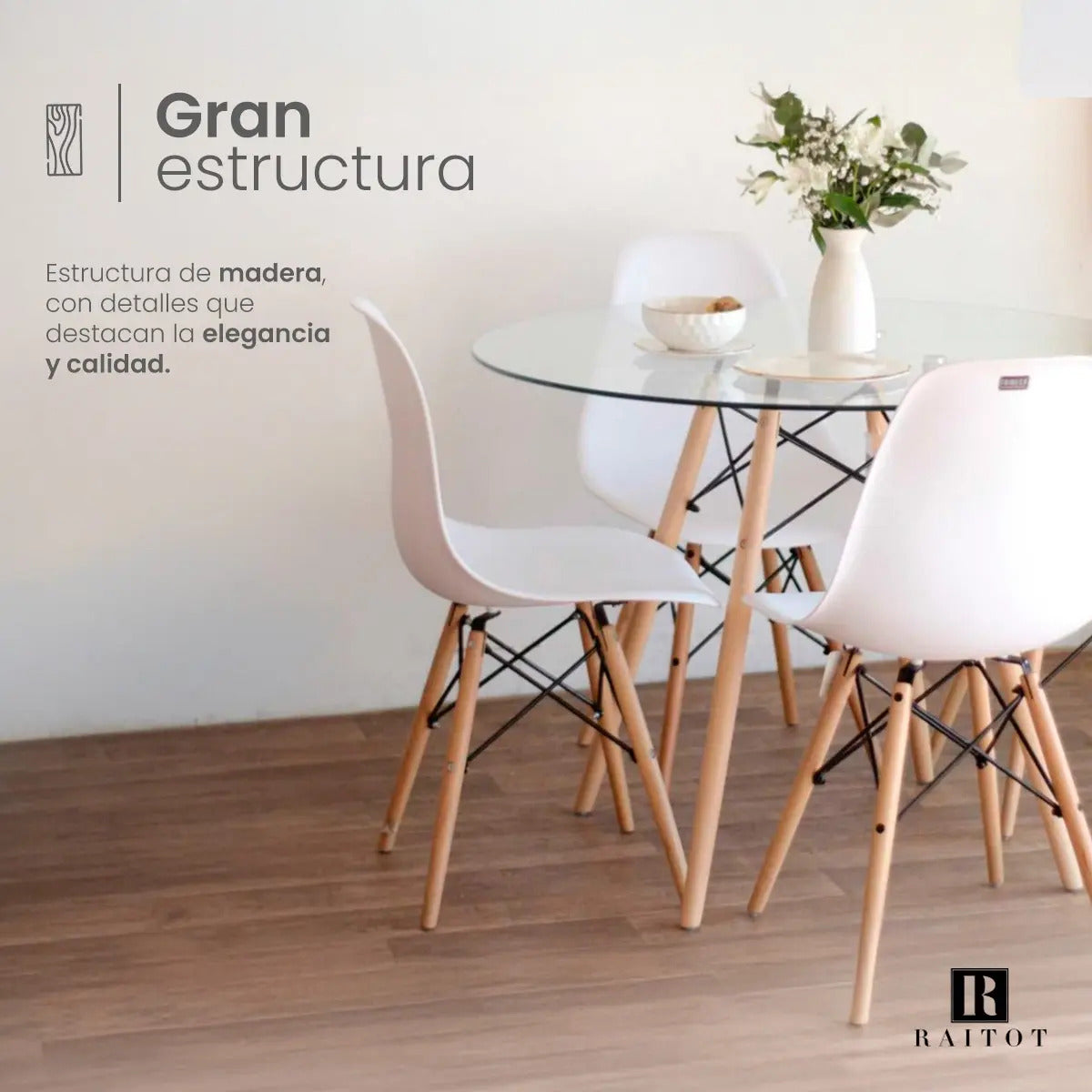 Set x2 Sillas de Comedor Eames con Patas de Madera Blanco