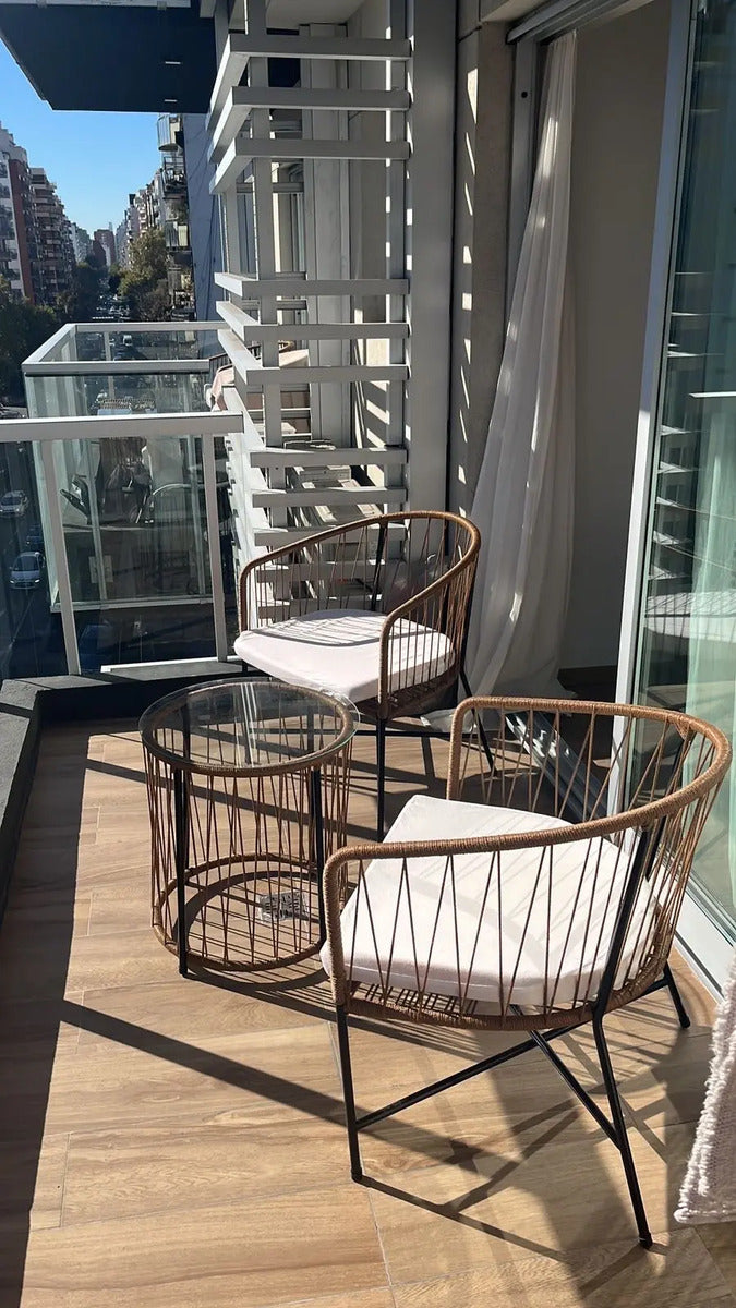 Combo 2 Sillones Gervasoni + Mesa Redonda con Vidrio Beige