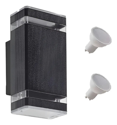 Aplique de Pared Exterior Bidireccional 2 GU10 14W IP65 Negro
