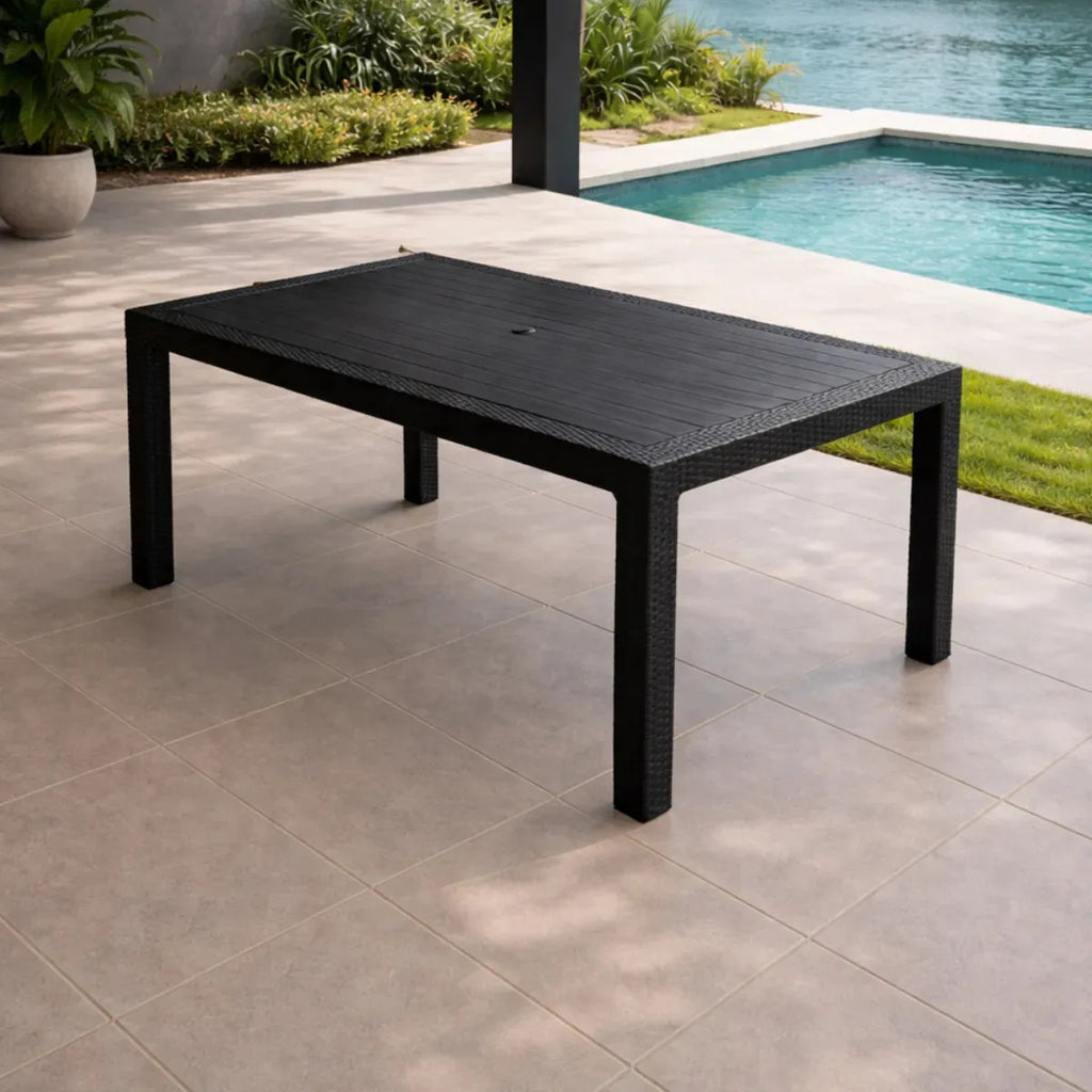 Mesa de Jardín Alejo Símil Rattán 150x90 cm Negro