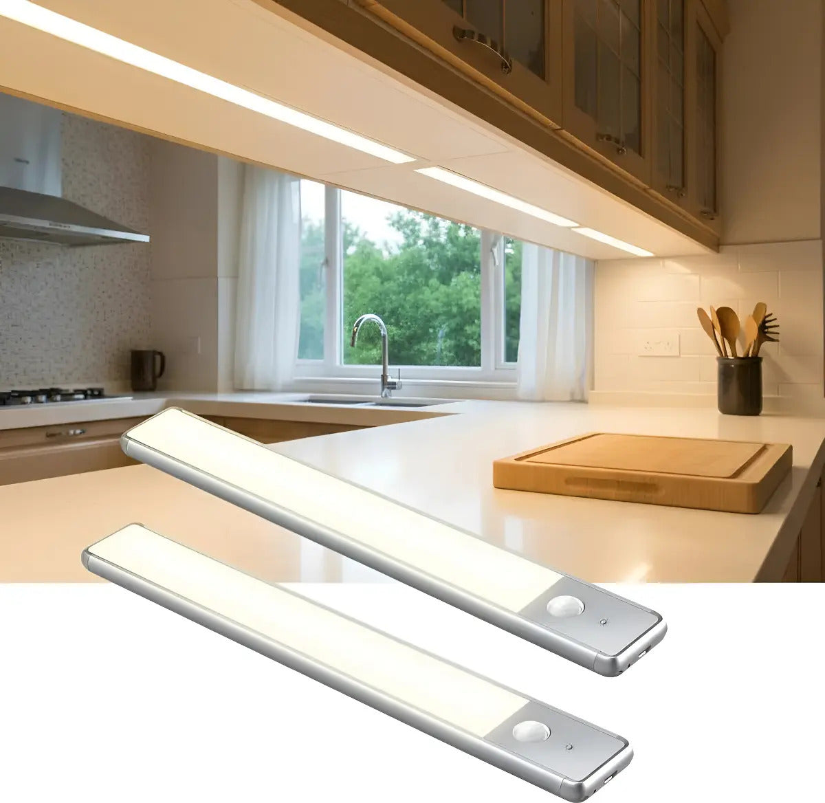 Barra Luz Led 60cm Combo X 2 Aluminio Bajo Alacena Cocina Luz Cálido Fría Neutra Veoquiero