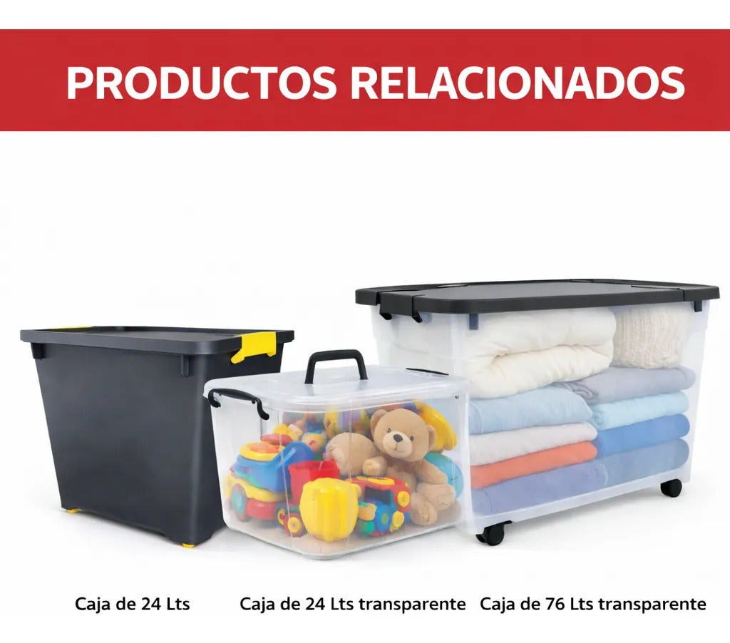 Cajas Organizadoras 60 L con Ruedas y Trabas — Pack x2