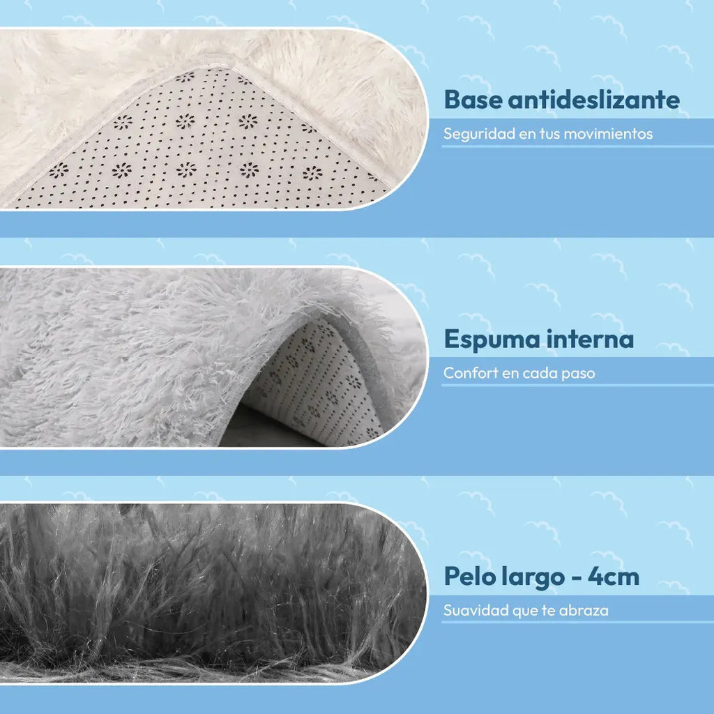 Alfombra Nórdica Pelo Largo 140x200 cm Antideslizante Gris