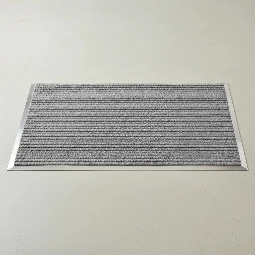 Felpudo de Poliéster Acento Doble Línea 90x60 cm Gris Oscuro
