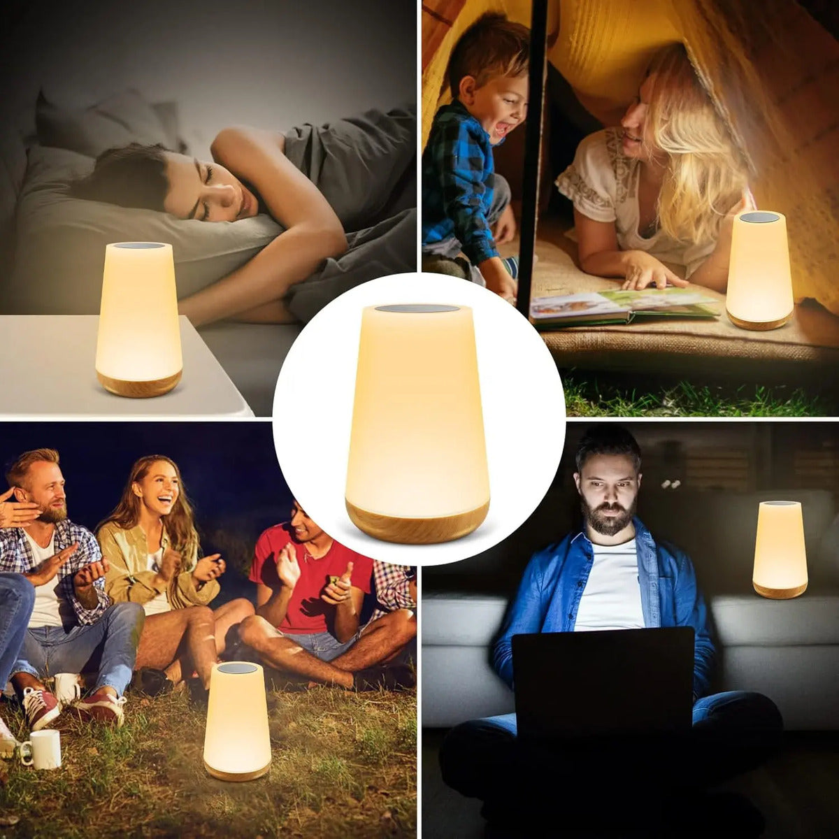 Velador Nórdico LED Táctil Recargable con Control Remoto