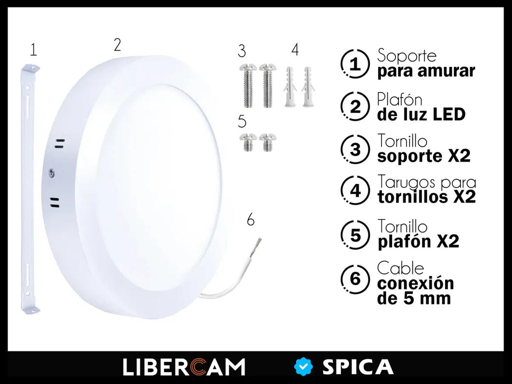 Panel Plafón LED 24W Redondo para Aplicar Exterior — Luz Fría