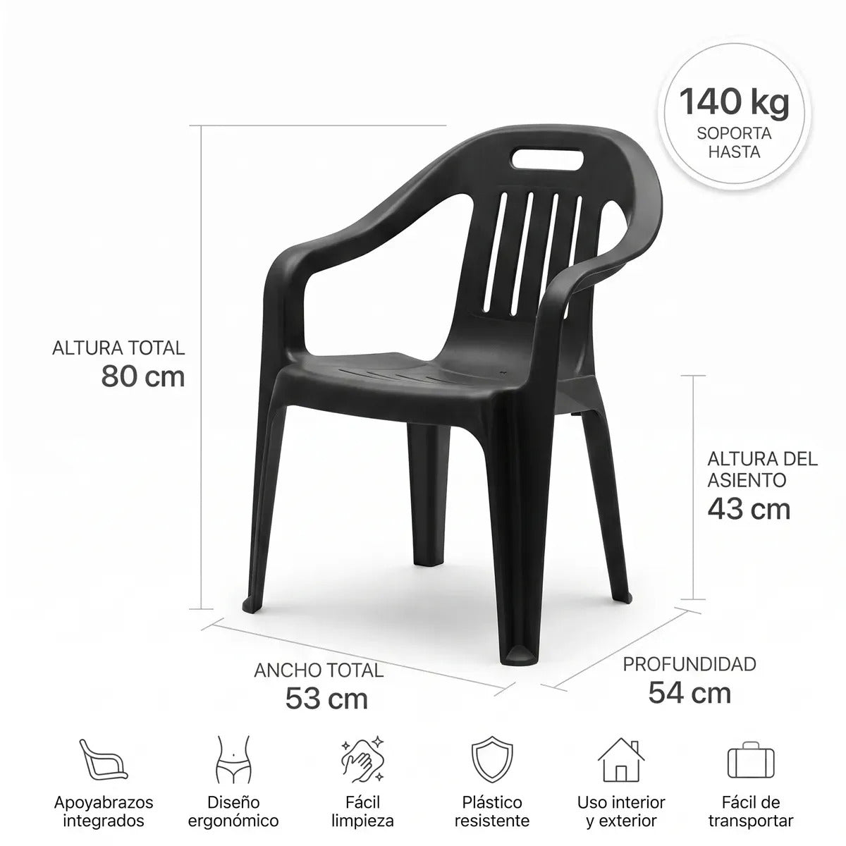 Sillón de Jardín Fátima Polipropileno Reforzado Negro