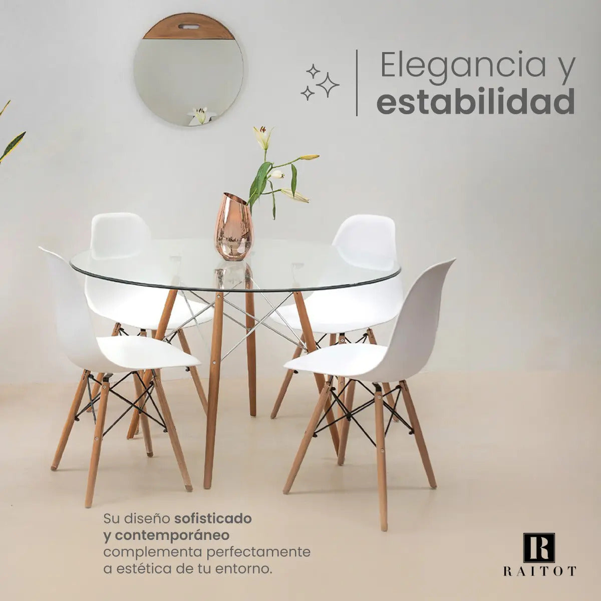 Set x2 Sillas de Comedor Eames con Patas de Madera Blanco
