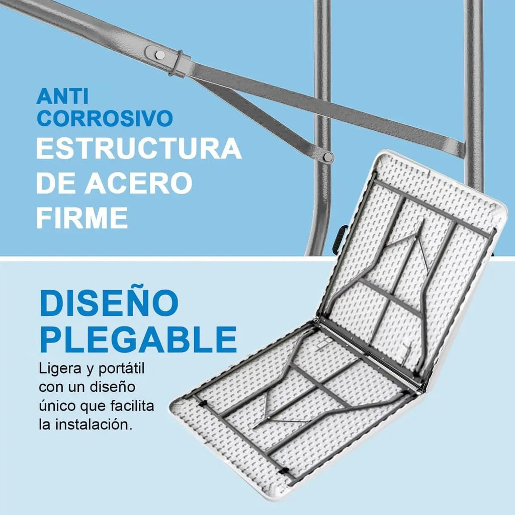 Mesa Plegable Valija 180 cm Reforzada Blanca BLG