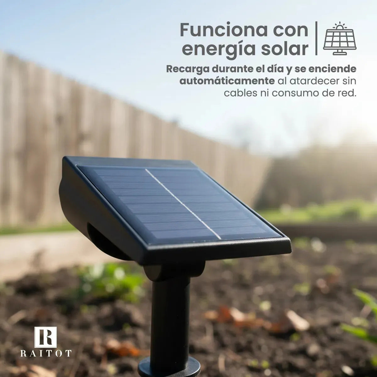 Estaca Solar 7 LED con Sensor para Jardín — Luz Cálida Raitot