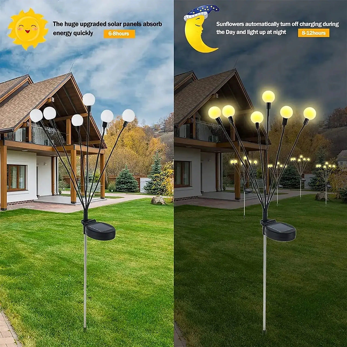 Luces Solares de Estaca Ramo de Bolitas 75 cm - Pack x2