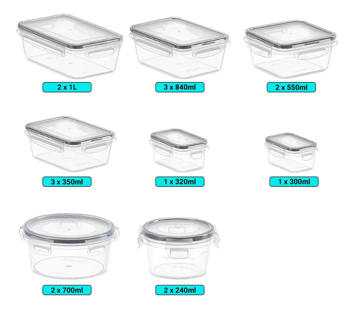 Set x16 Tapers Herméticos de Plástico Croix Libre de BPA