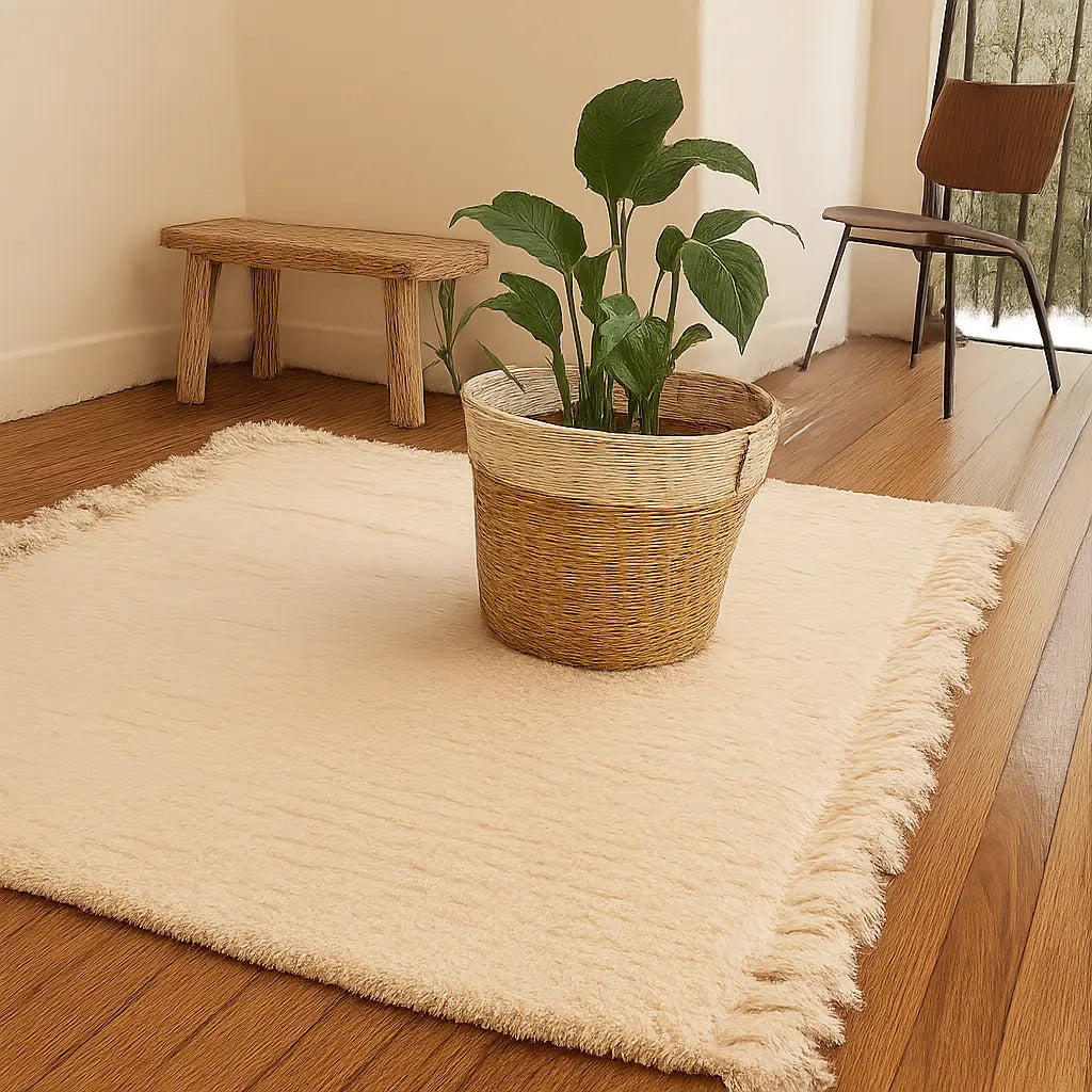 Alfombra de Algodón Tejida en Telar 110x60 cm