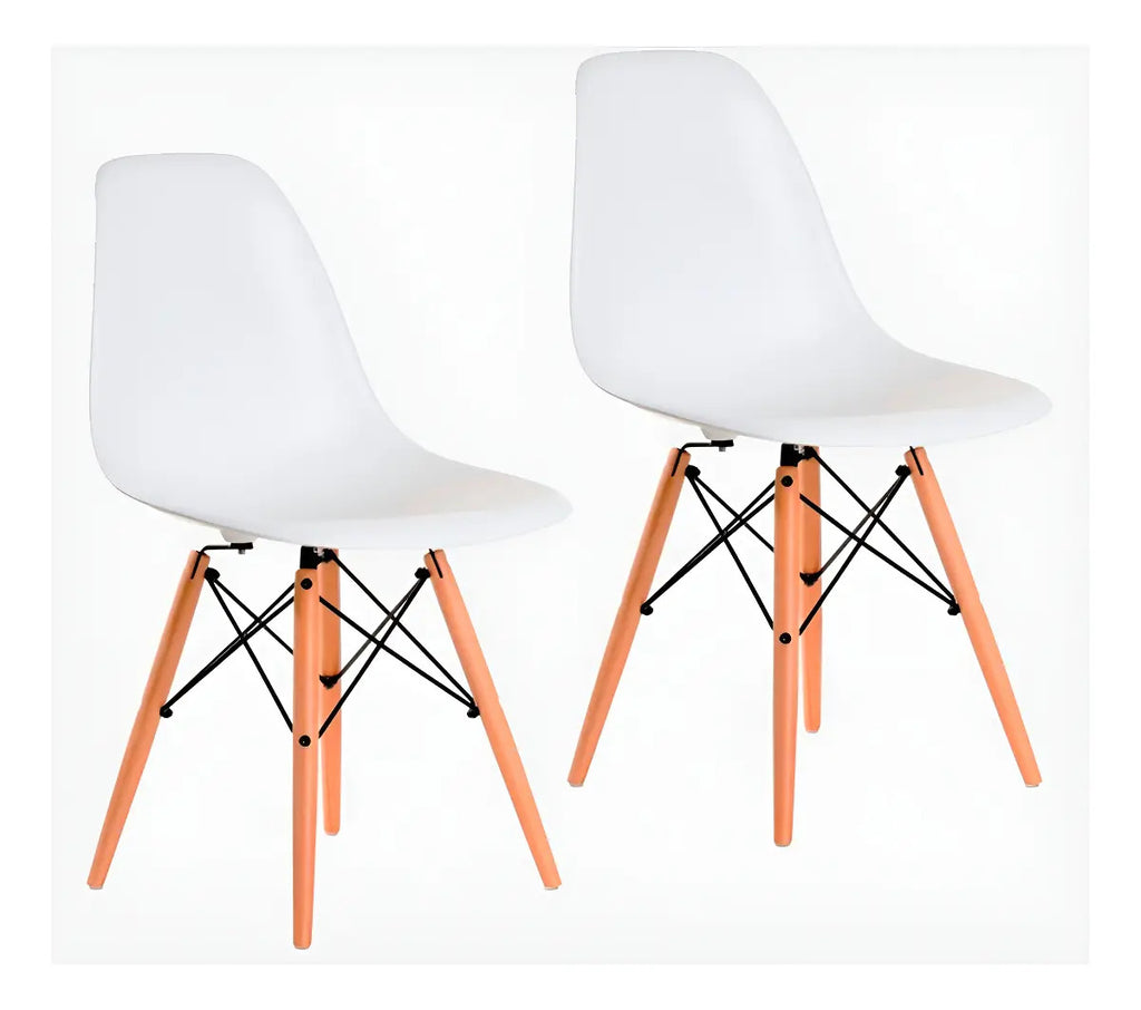 Set x2 Sillas de Comedor Eames con Patas de Madera Blanco