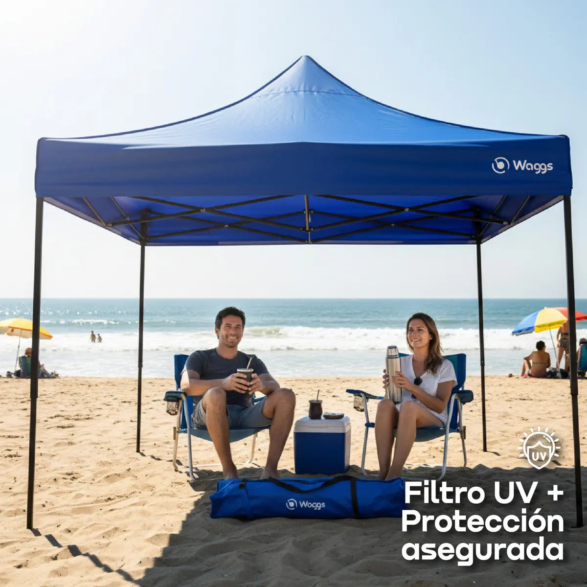 Gazebo Plegable 3x3 m Autoarmable Impermeable Waggs Blanco
