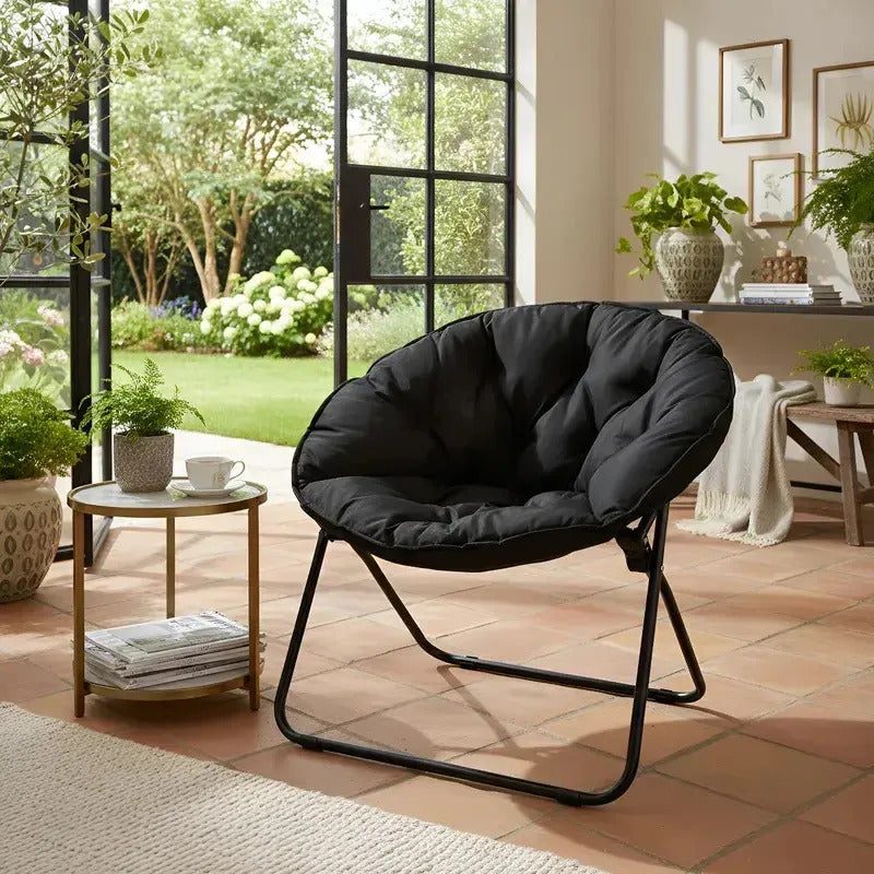 Silla Moon Chair Acolchada Plegable para Balcón Negro Liso