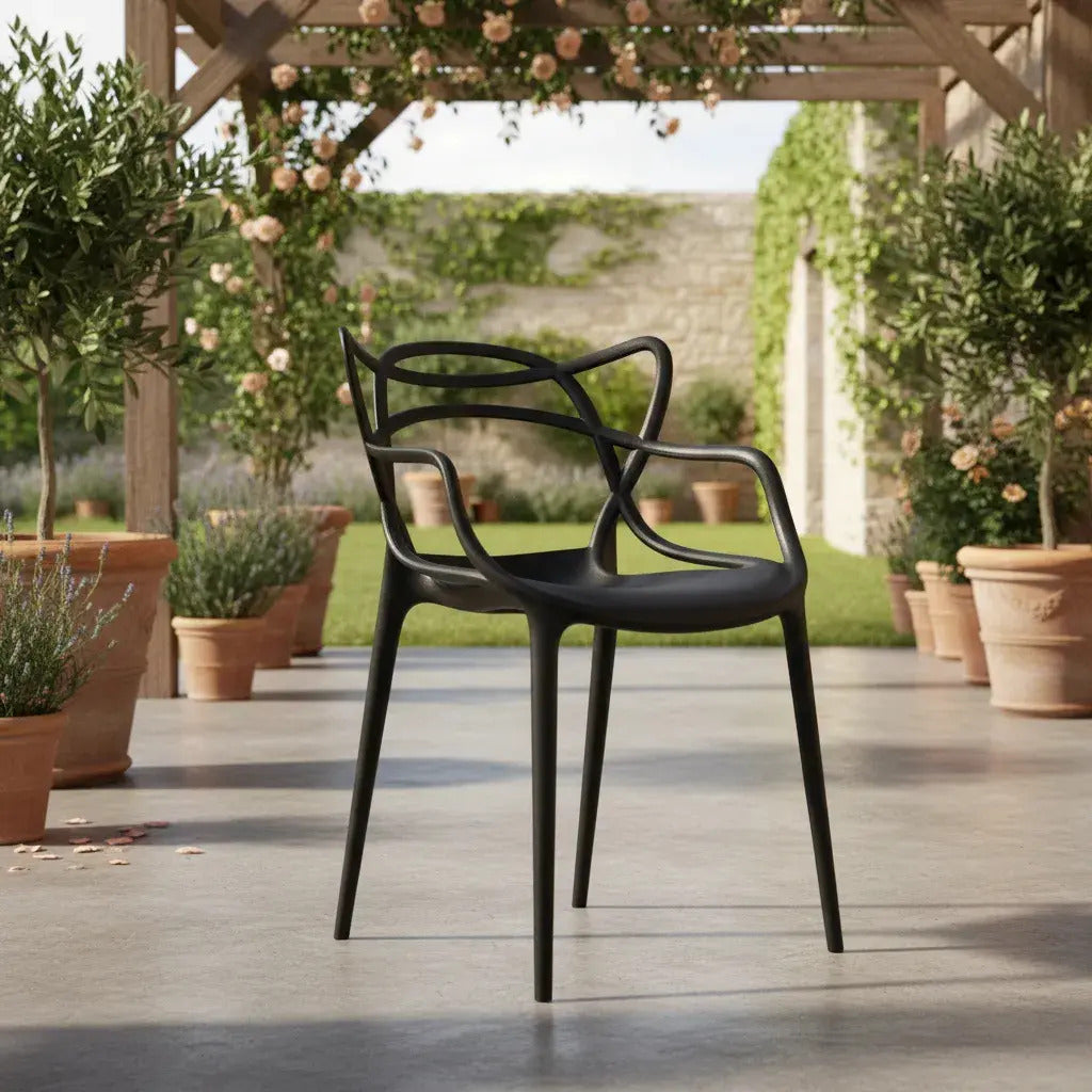 Silla Allegra Apilable de Polipropileno Apta Exterior Negro