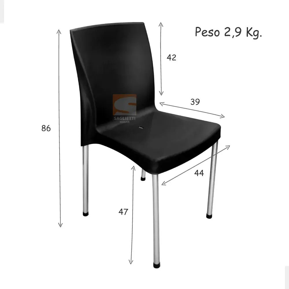 Sillas Saglietti Nova Apilables Patas Metálicas x4 Negro