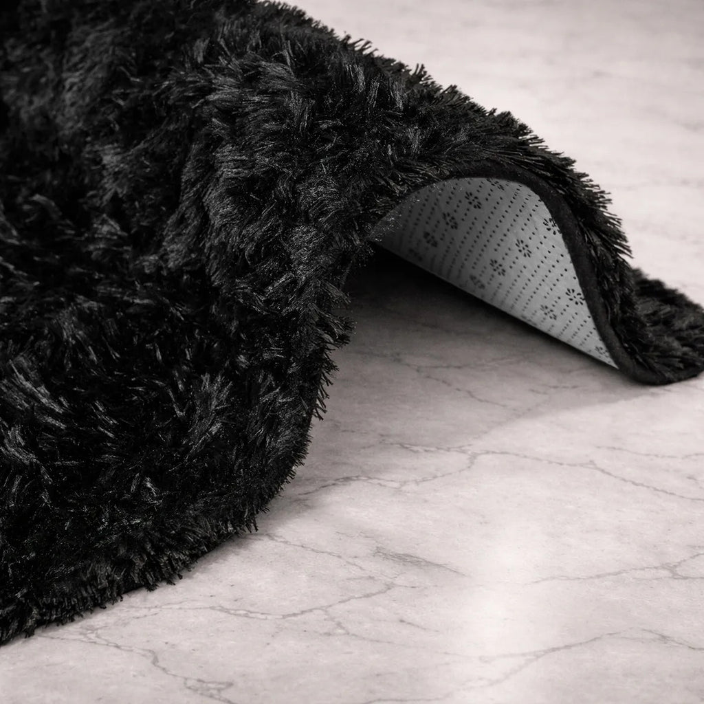 Alfombra Nórdica Pelo Largo 140x200 cm Antideslizante Negro