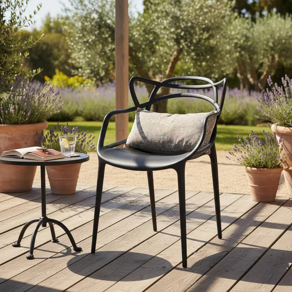 Silla Allegra Apilable de Polipropileno Apta Exterior Negro