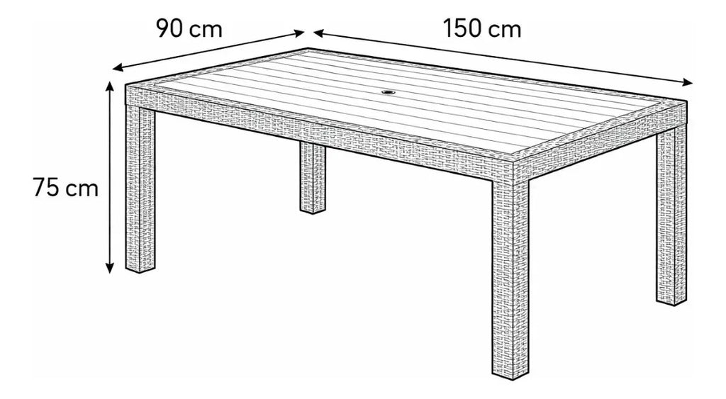 Mesa de Jardín Alejo Símil Rattán 150x90 cm Negro