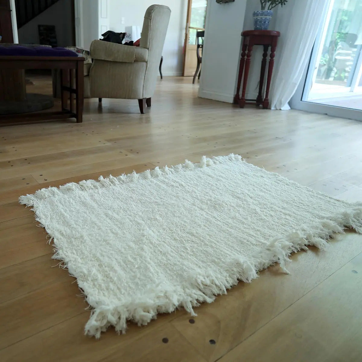 Alfombra de Algodón Tejida en Telar 110x60 cm