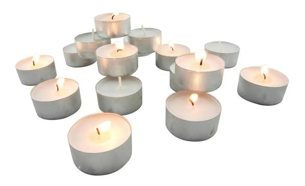 Pack x100 Velas de Noche con 100 Chapitas Portavelas