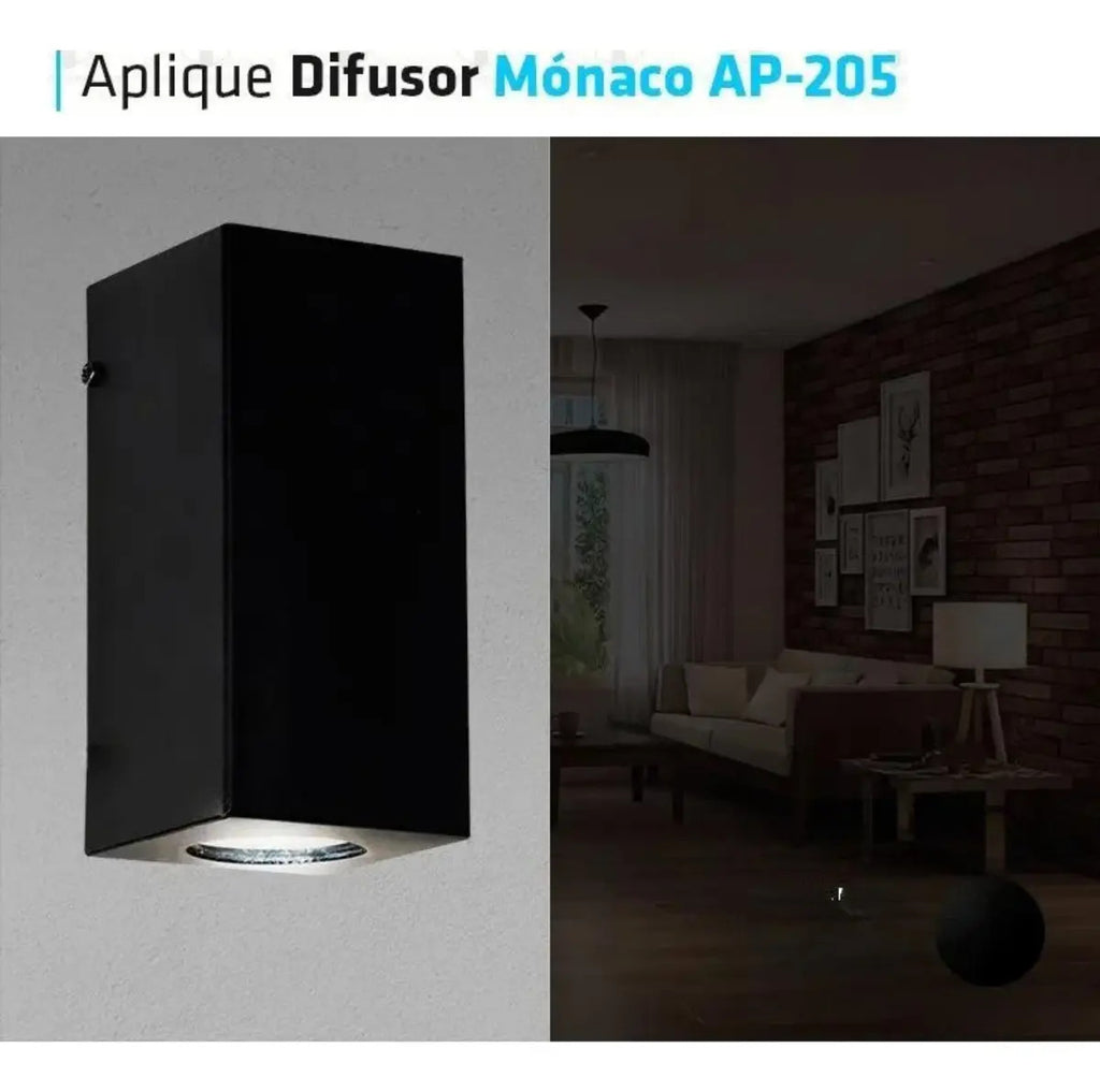 Aplique de Pared Bidireccional Mónaco GU10 Negro IP33