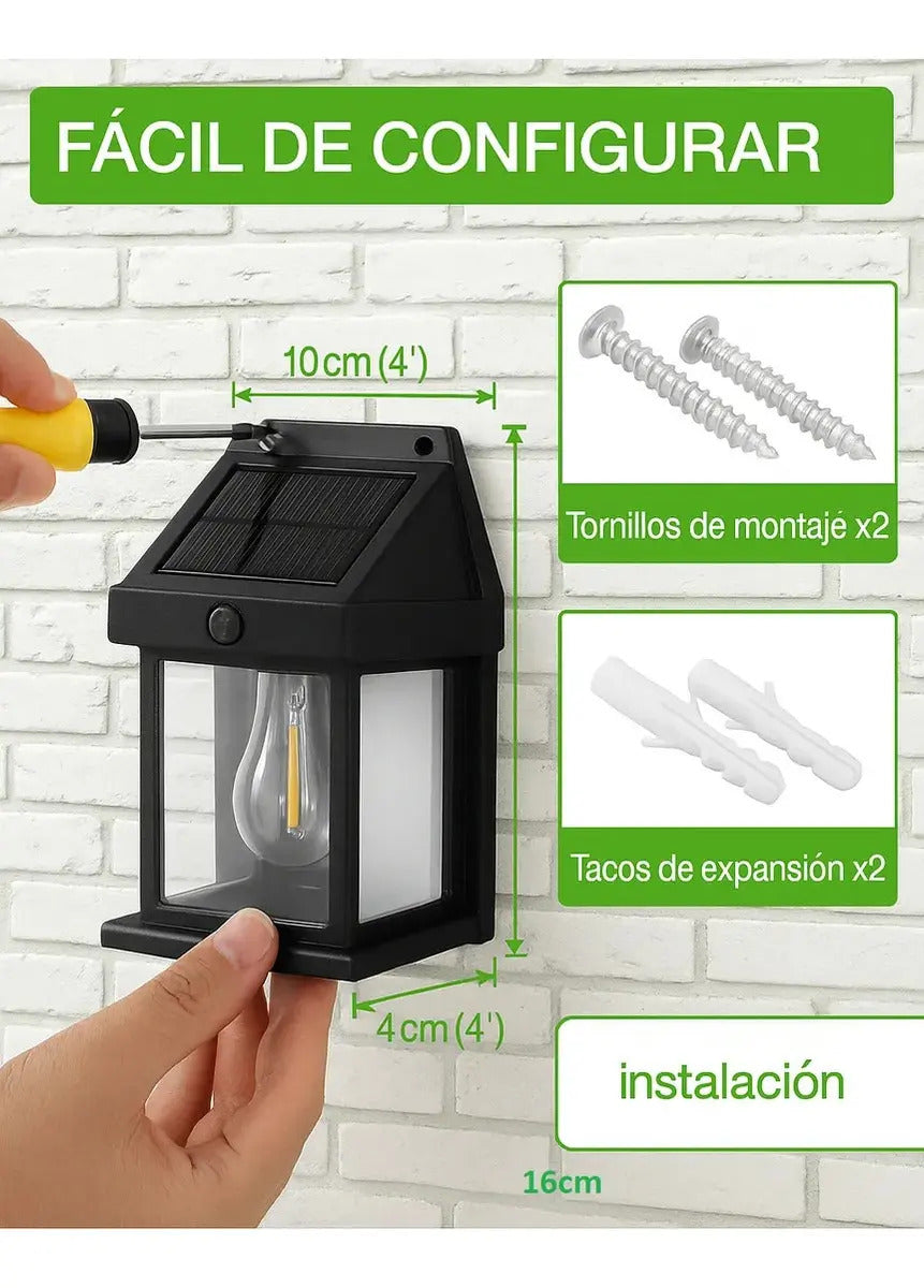 Pack x4 Faroles Solares LED de Pared con Sensor de Movimiento