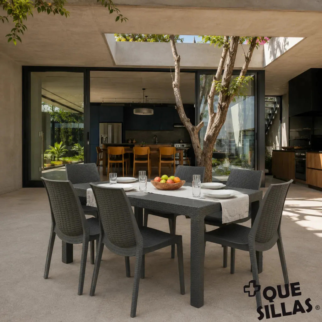 Juego de Jardín: 6 Sillas Harmony + Mesa Alejo 150x90 cm