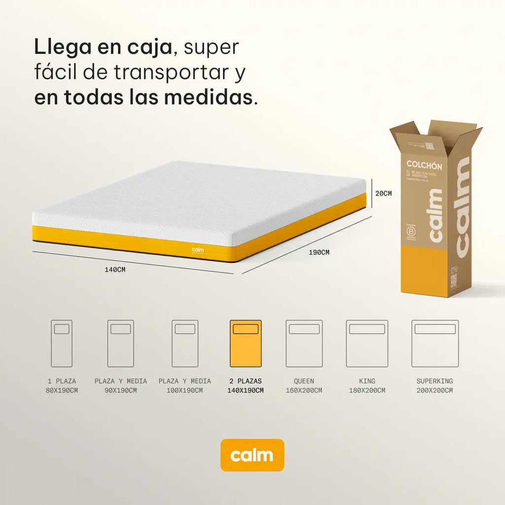 Colchón Calm 2 Plazas 140x190 cm en Caja — 2 Capas de Espuma