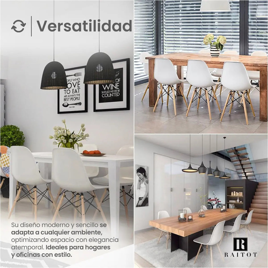Set x2 Sillas de Comedor Eames con Patas de Madera Blanco