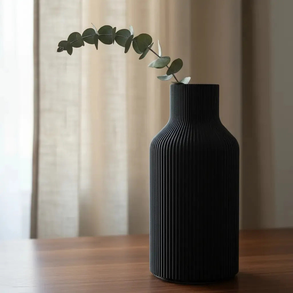Jarrón Florero Botella Decorativo 17 cm Negro