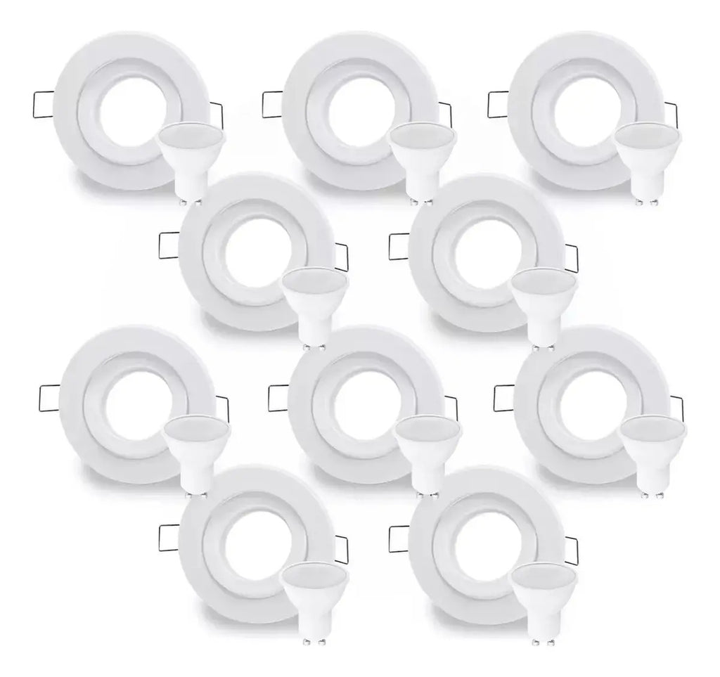 Pack x10 Spots LED de Embutir Circulares con Dicroicas 7W