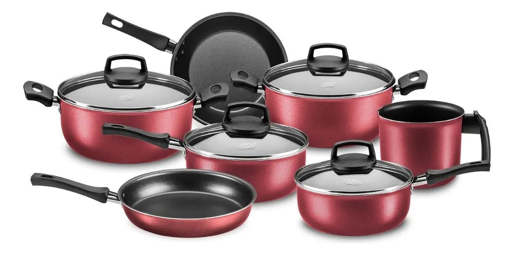 Batería de Cocina Safira MTA 7 Piezas Antiadherente Rojo