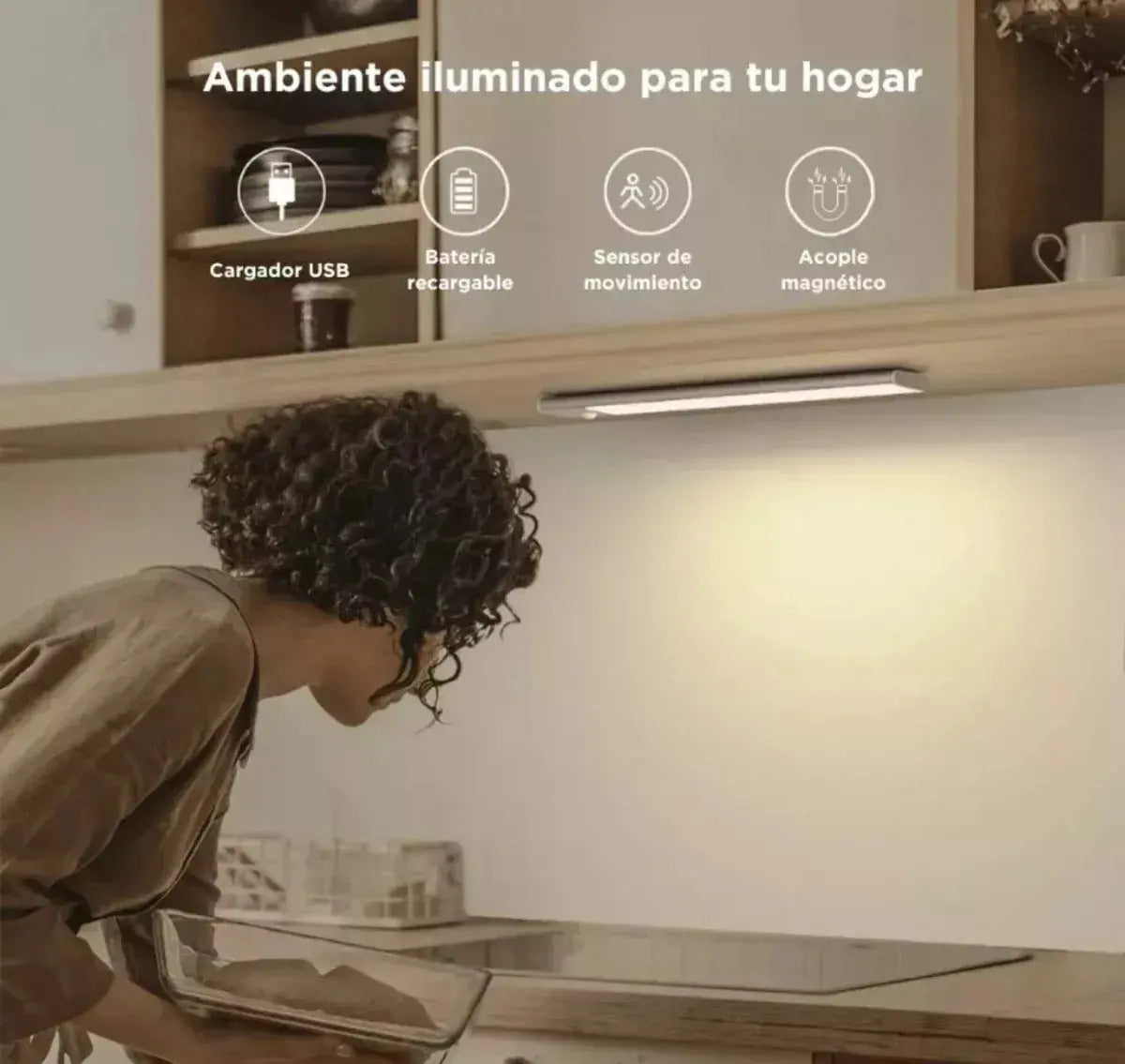 Barra Luz Led 60cm Combo X 2 Aluminio Bajo Alacena Cocina Luz Cálido Fría Neutra Veoquiero