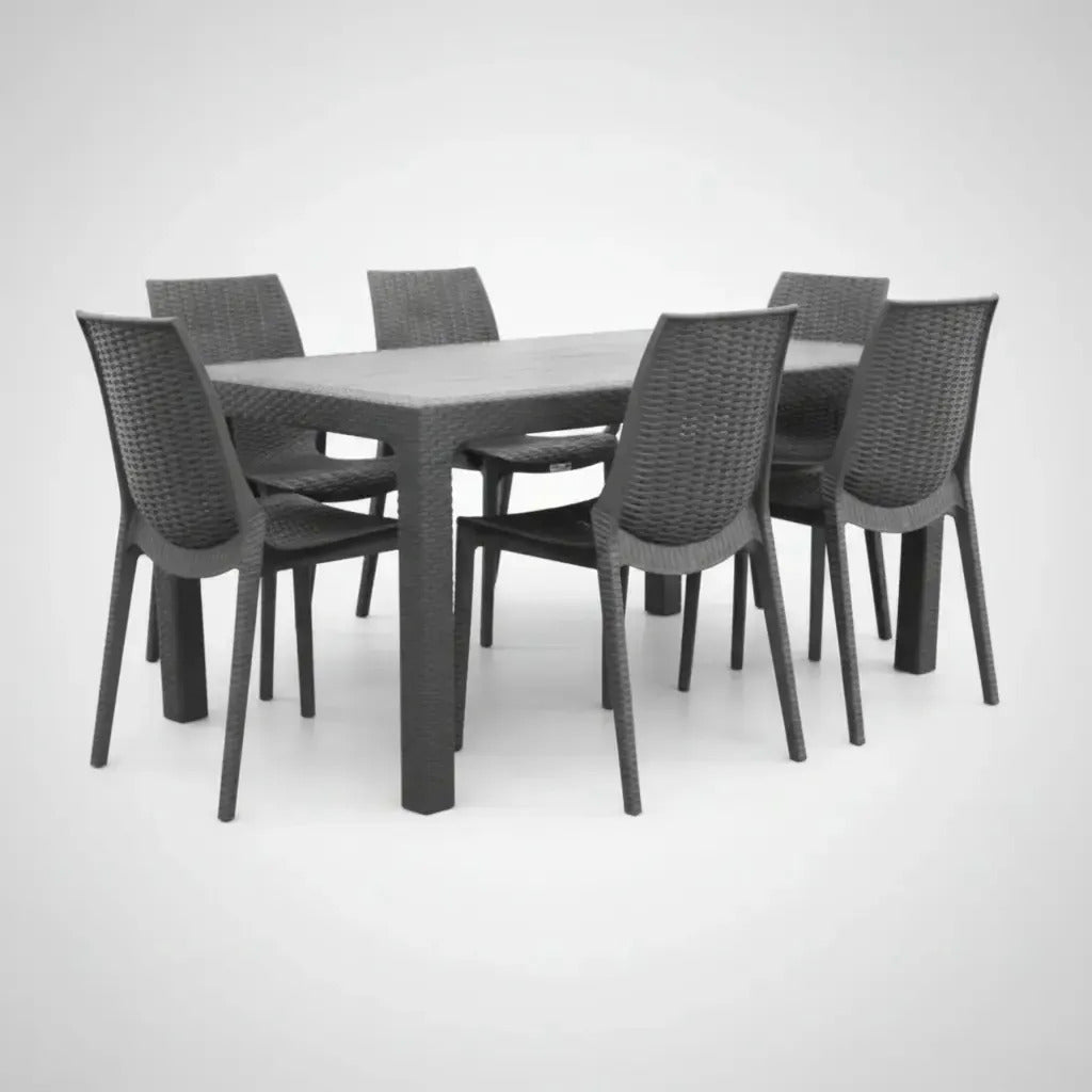Juego de Jardín: 6 Sillas Harmony + Mesa Alejo 150x90 cm