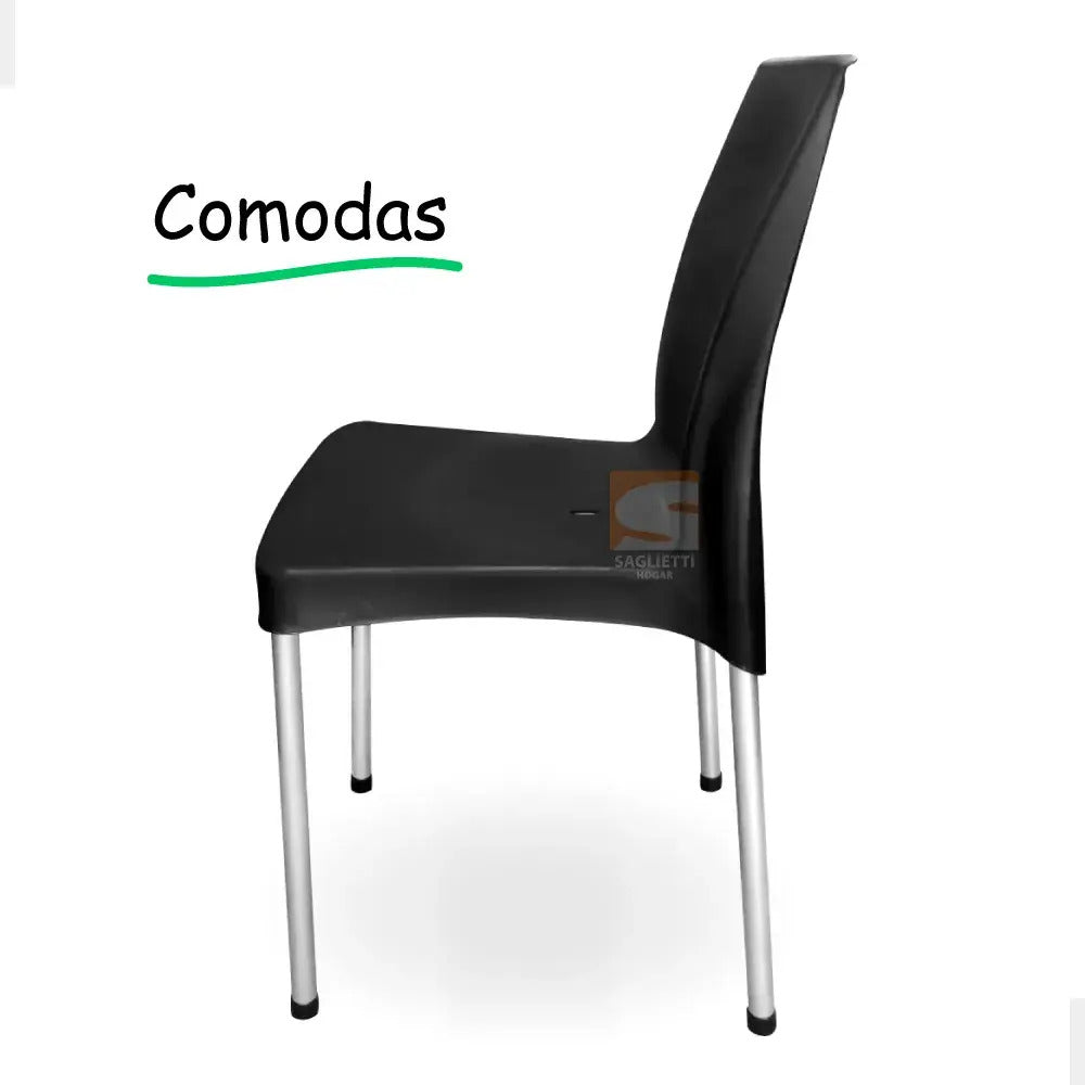 Sillas Saglietti Nova Apilables Patas Metálicas x4 Negro