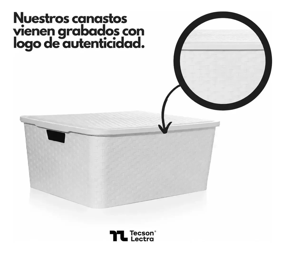 Canastos Organizadores Símil Rattán con Tapa 33,5 L — Pack x3
